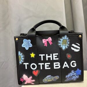 Black Tote Bag with Colorful Accents